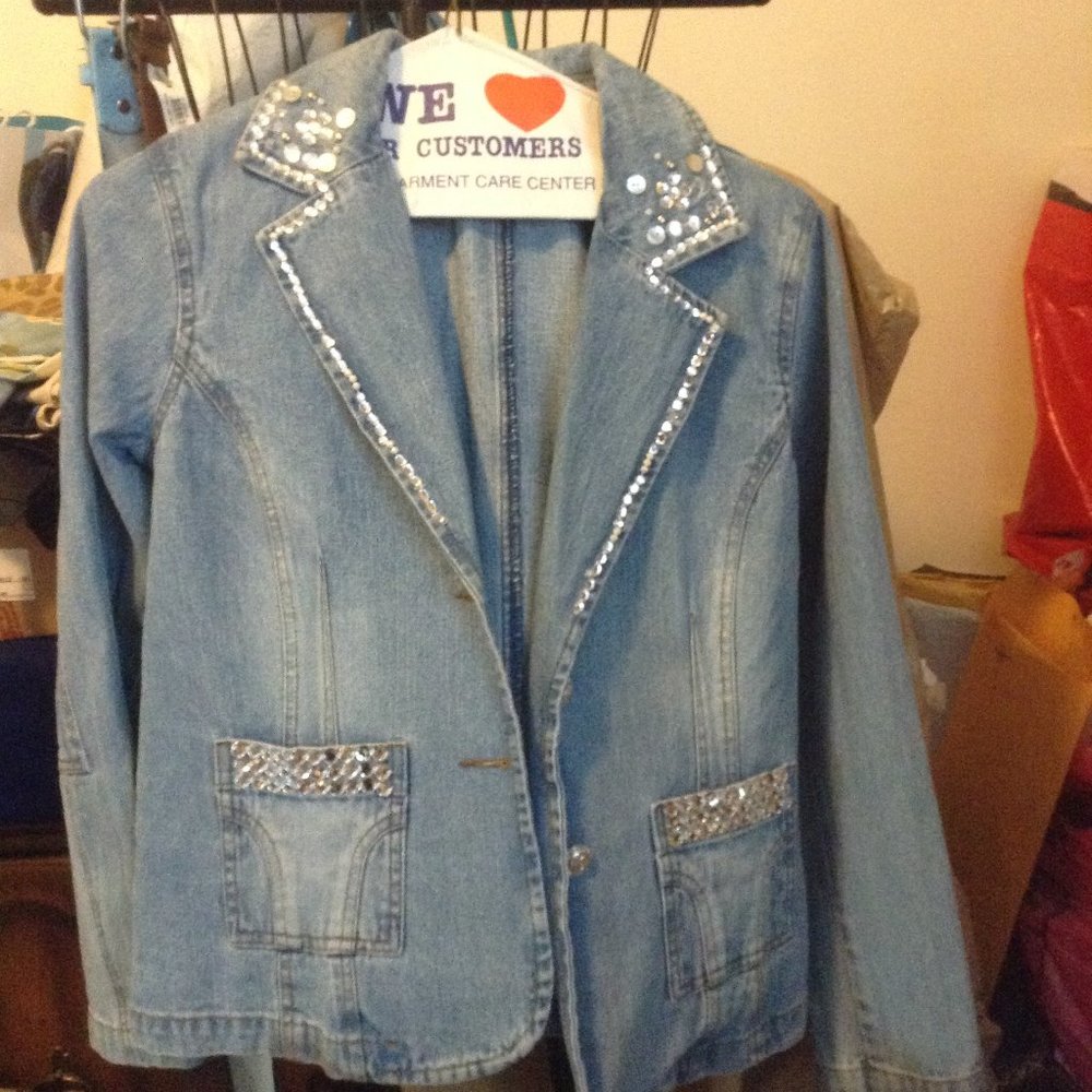 New Jeonology Denim Jacket/Blazer-size 12-Blue